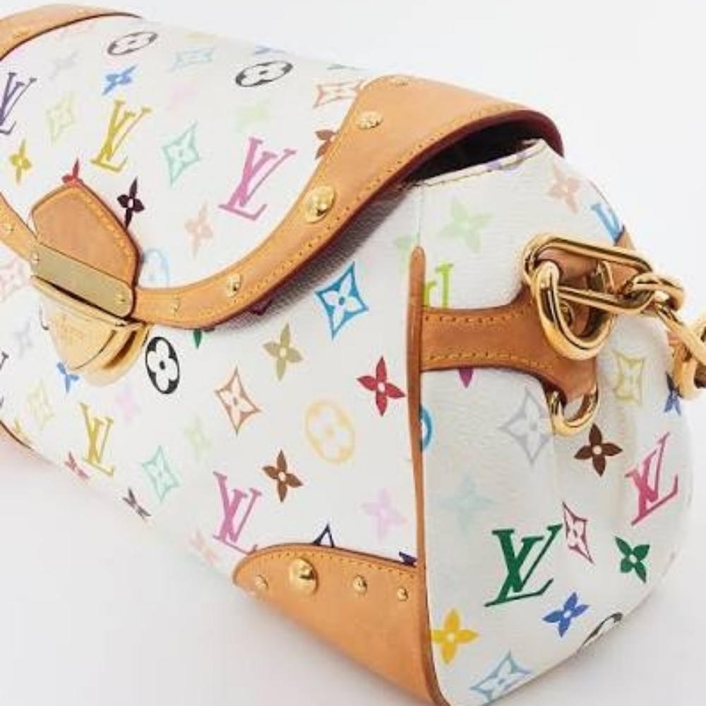 Rare! Louis Vuitton LV X Takashi BEVERLY White Multicolor Monogram Bag Blanco MM - Picture 4 of 15